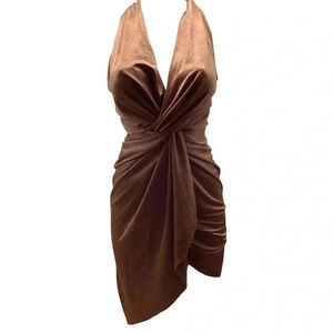 Day and Night Copper Brown Twist Open Back Dress Size Medium New with Tags